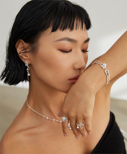 M0075 Sterling Silver Opal Pearl Bracelet