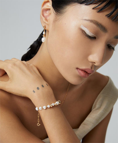 M0084 Natural Potato Baroque Pearl Series sterling silver pearl bracelet