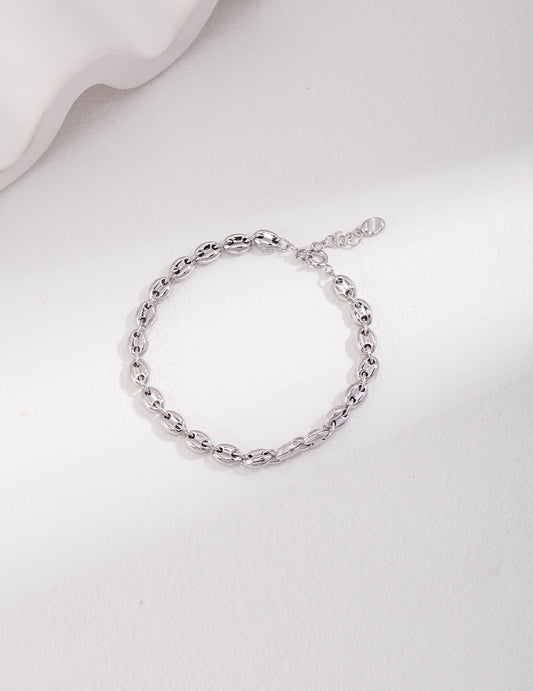M0099 Simple sterling silver bracelet, plain silver design, heavy duty and versatile