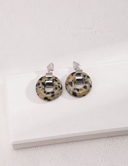 R01119 Sterling Silver Speckled Stone Earrings