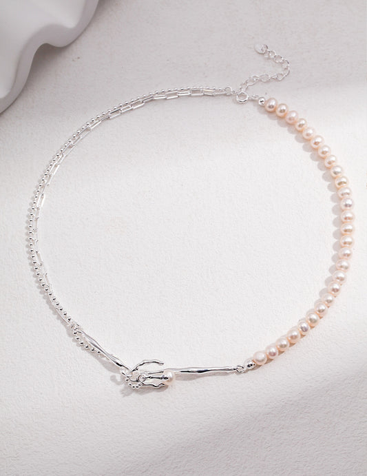 V0241 Sterling Silver Pearl Necklace