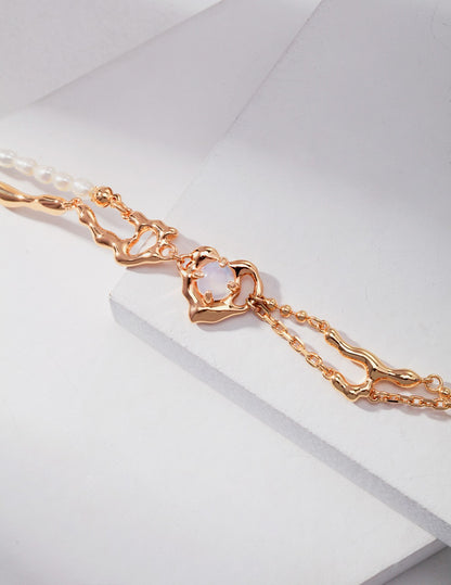 M0075 Bracelet de perles d'opale en argent sterling