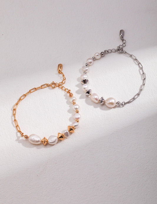 M0084 bracelet de perles en argent sterling série de perles baroques de pomme de terre naturelle