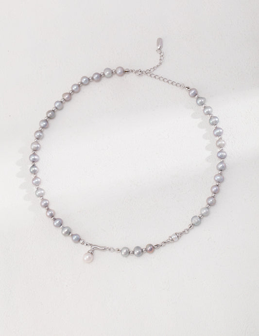 V0479 Collar de Perlas de Plata Esterlina